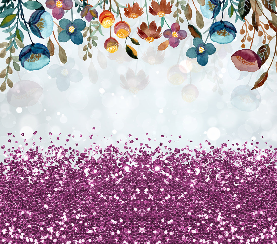 Purple glitter flowers